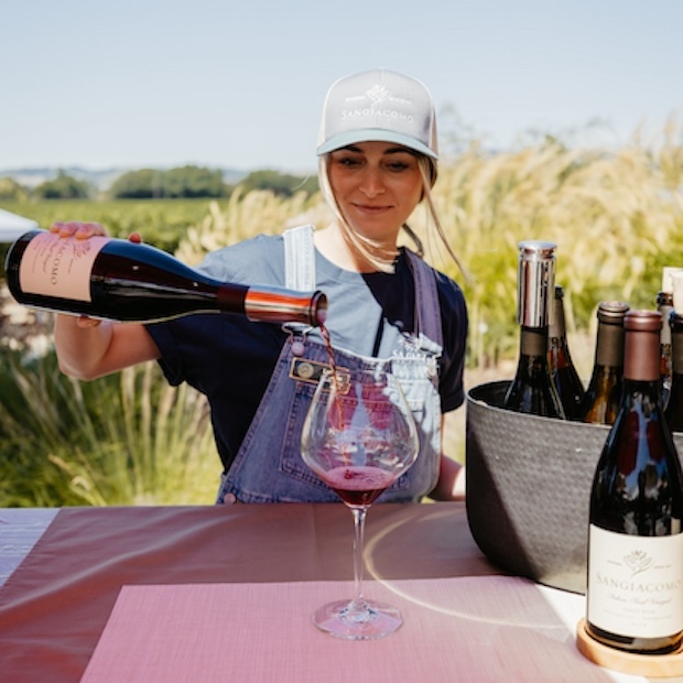 Pouring at wine bar